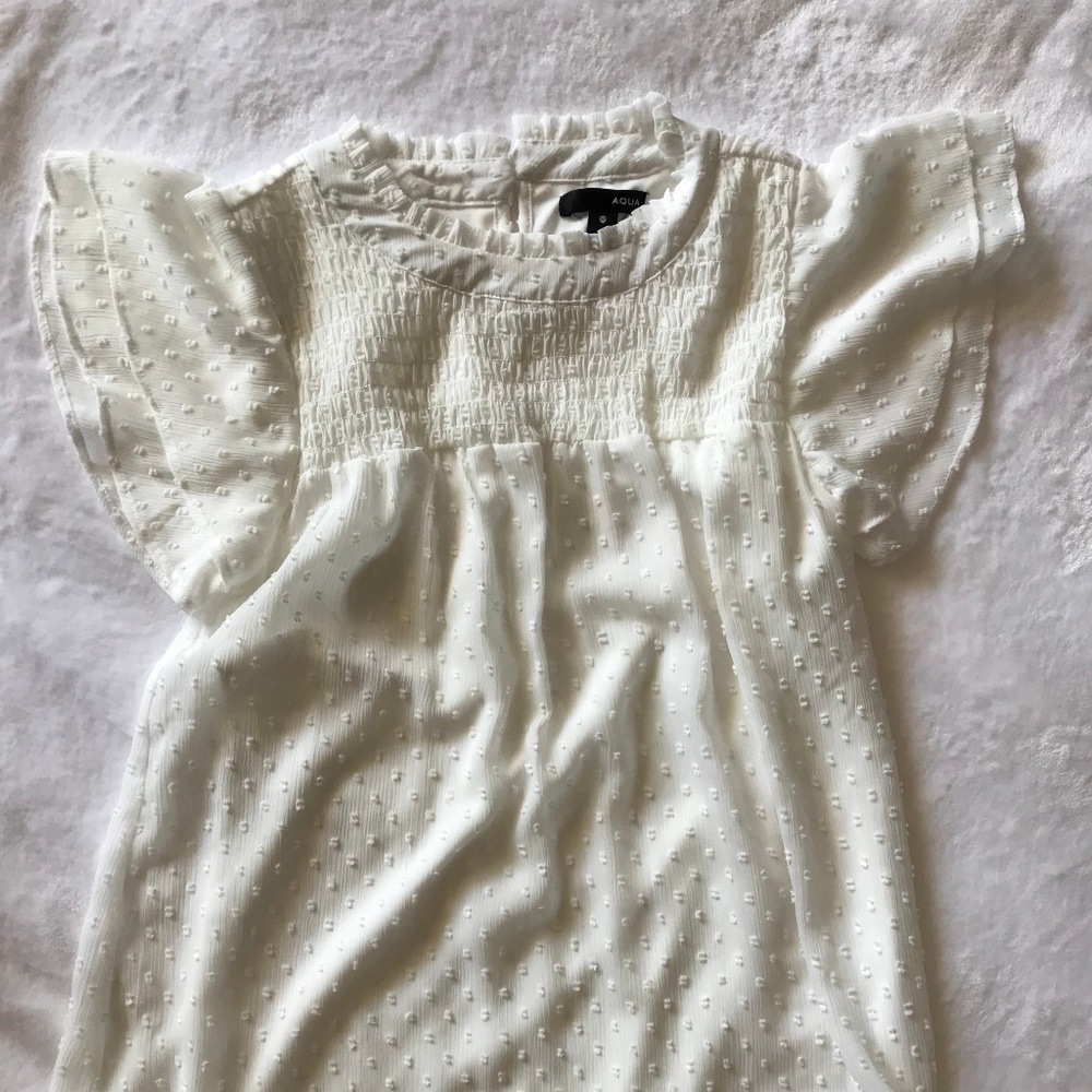 Aqua Flowy Blouse With Raised Dot Detail